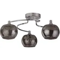 3 Light Ceiling Light - Chrome, Smoked Glass