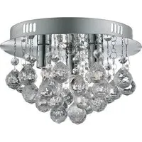 3 Light Flush Ceiling Light - Chrome, Clear Acrylic