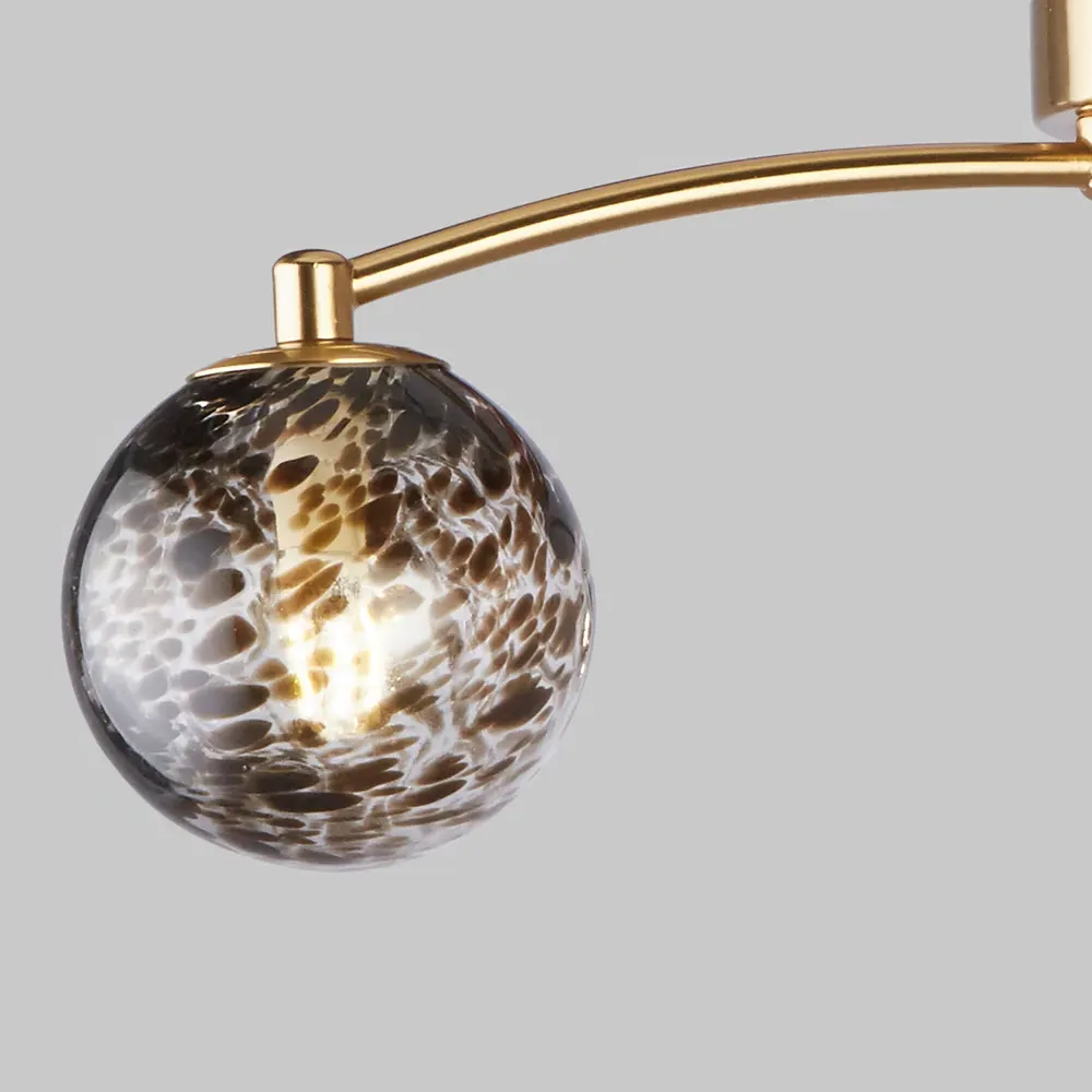 3 Light Flush Ceiling Light - Gold, Tortoise Glass