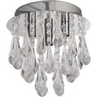 3 Light Flush Ceiling Light with Acrylic Drops - Chrome