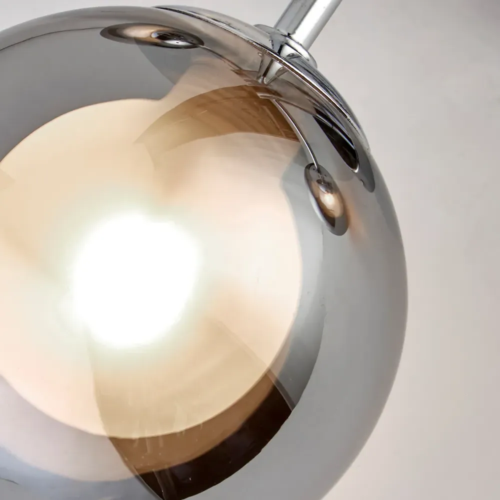 3 Light Semi Flush Ceiling Light - Chrome, Smokey Glass