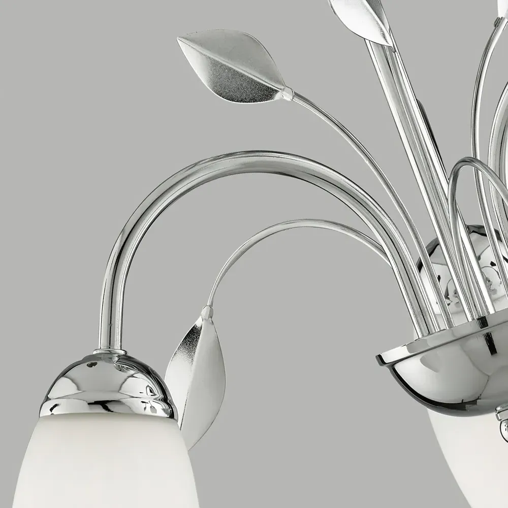 3 Light Semi Flush Ceiling Light - Chrome, White Glass