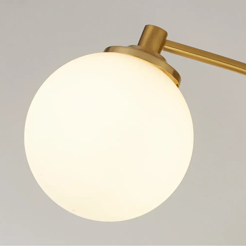 3 Light Semi Flush Ceiling Light - Gold, Opal Glass