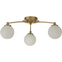 3 Light Semi Flush Ceiling Light - Gold, Opal Glass