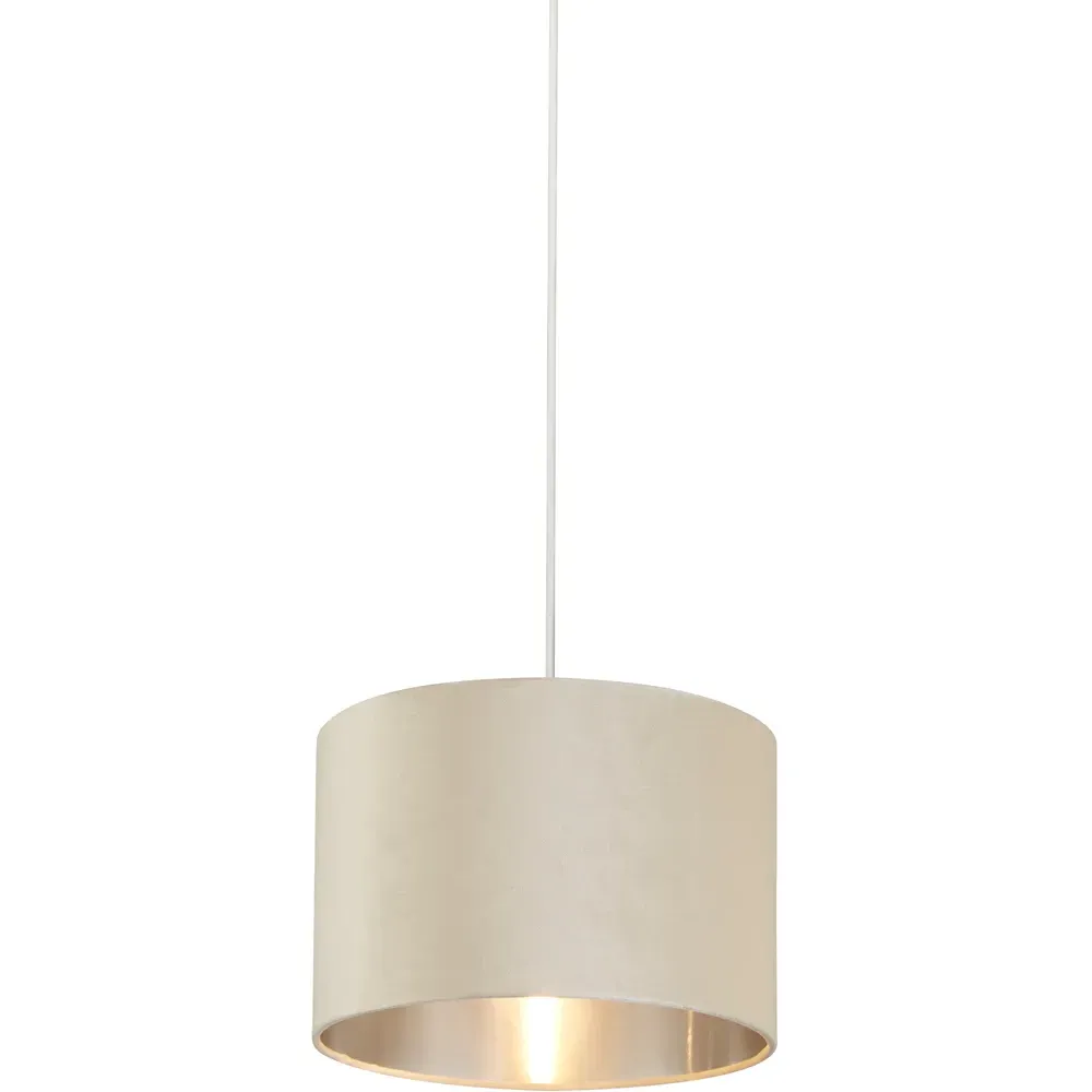 30cm Drum Lamp Shade - Cream, Velvet