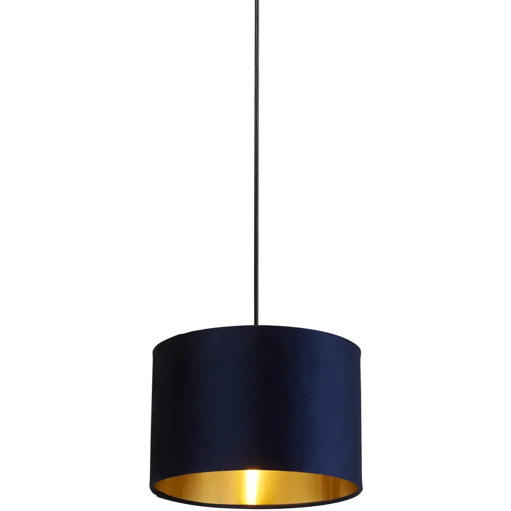 30cm Drum Lamp Shade - Navy, Velvet