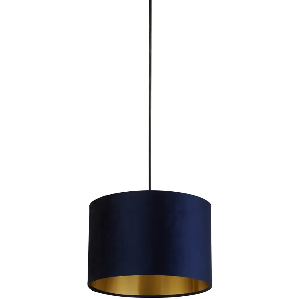 30cm Drum Lamp Shade - Navy, Velvet image