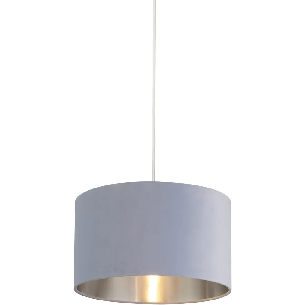 30cm Drum Lampshade - Light Blue, Velvet