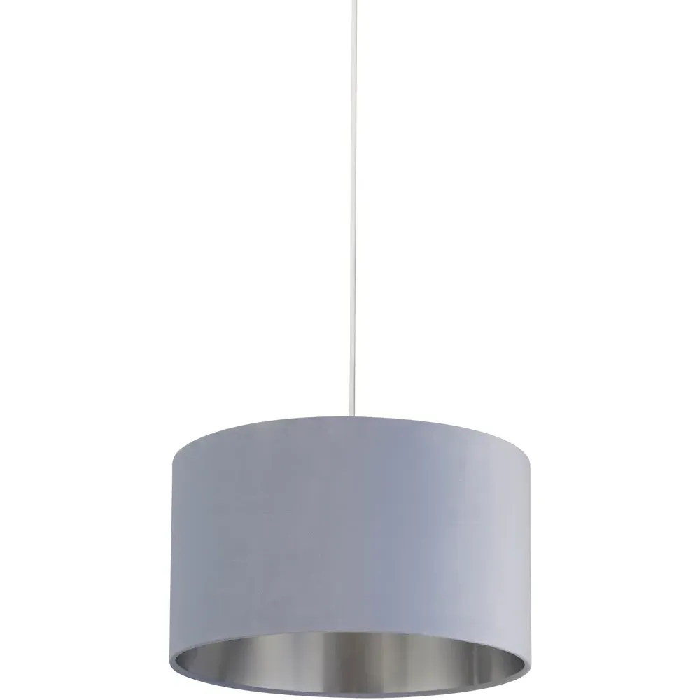 30cm Drum Lampshade - Light Blue, Velvet