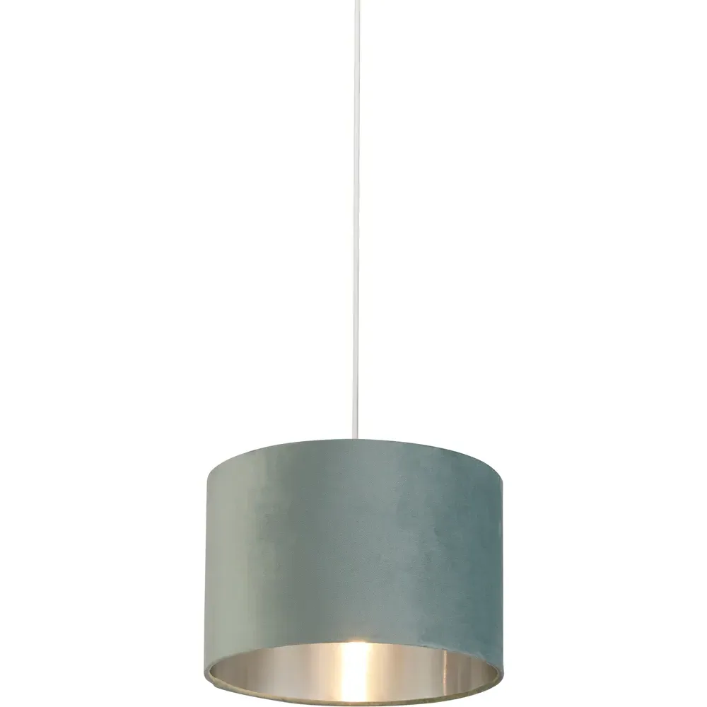 30cm Drum Lampshade - Sage Green, Velvet