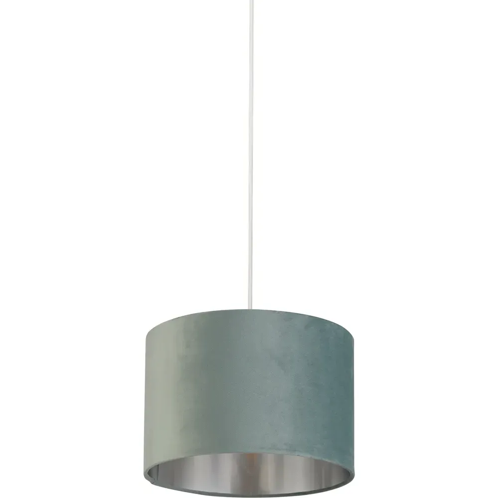 30cm Drum Lampshade - Sage Green, Velvet