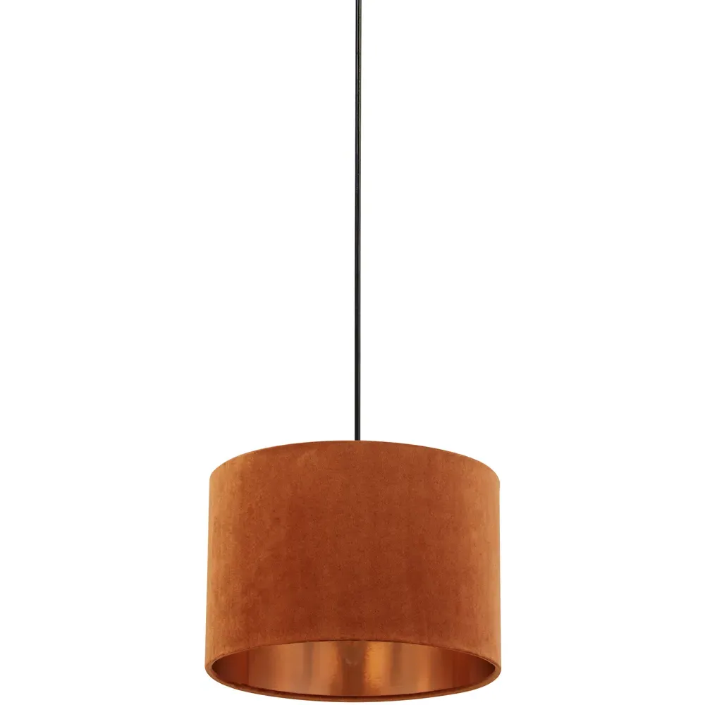 30cm Drum Shade with Copper Inner - Burnt Orange, Velvet image