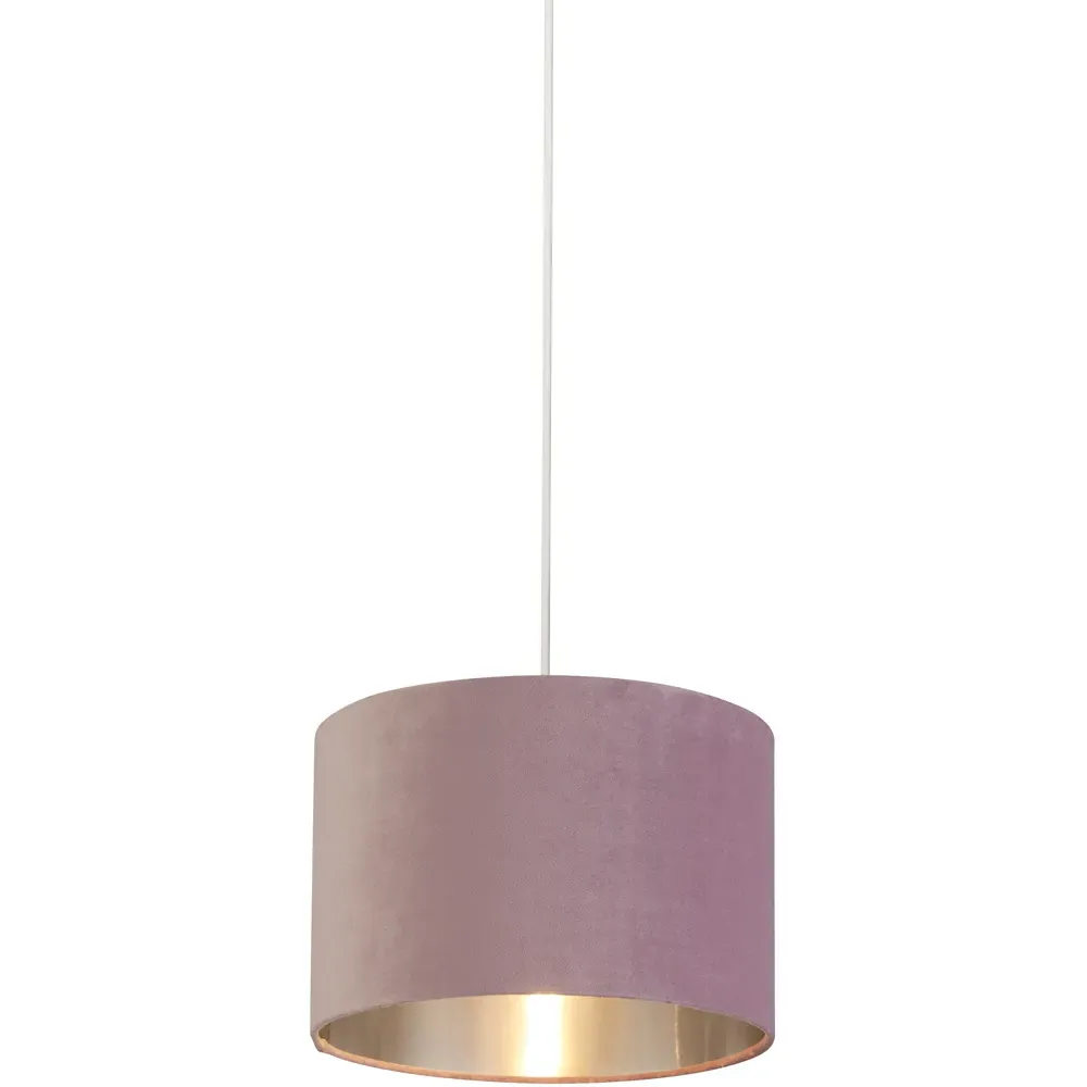 30cm Drum Shade with Silver Inner - Lilac, Velvet