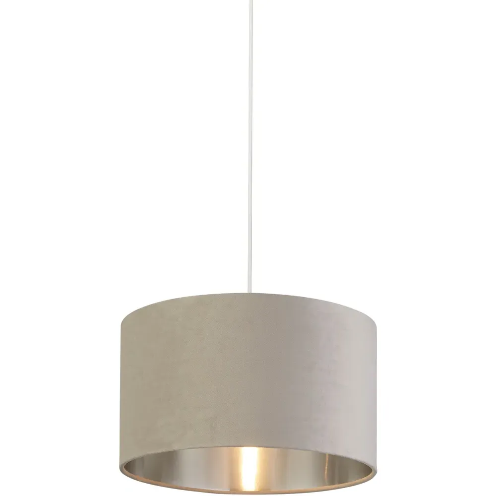 35cm Drum Lampshade - Light Grey, Velvet
