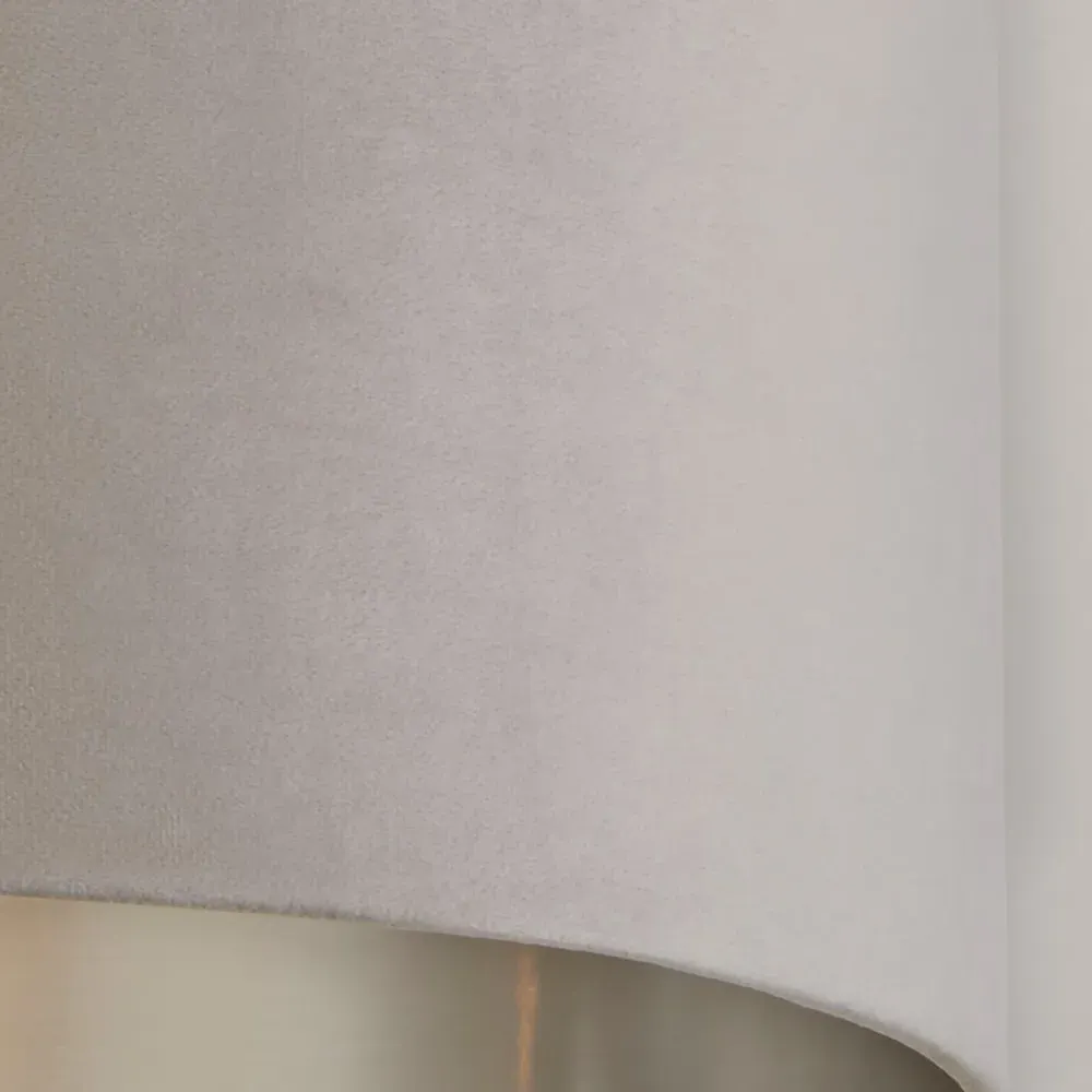 35cm Drum Lampshade - Light Grey, Velvet