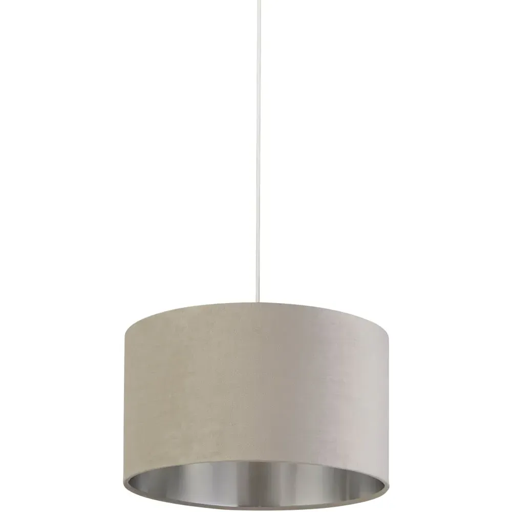 35cm Drum Lampshade - Light Grey, Velvet
