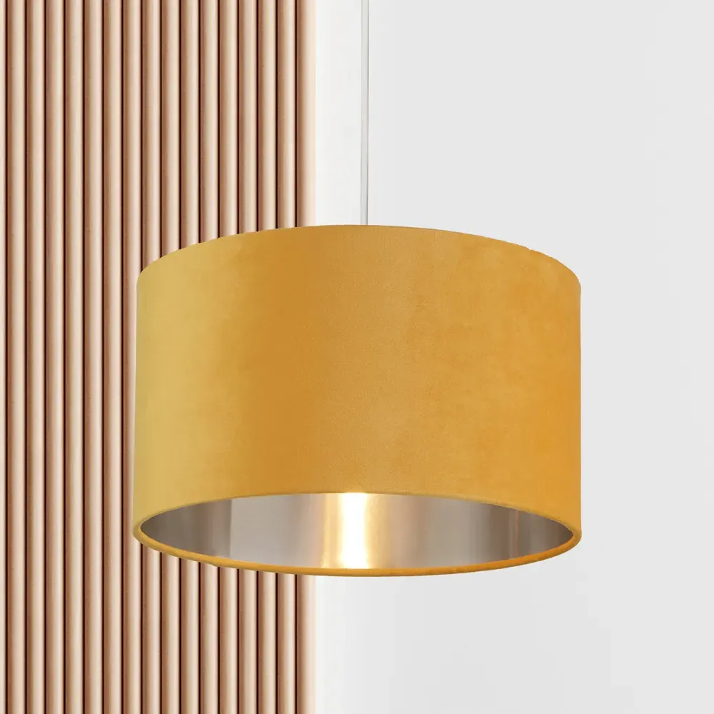 35cm Drum Shade - Ochre, Velvet