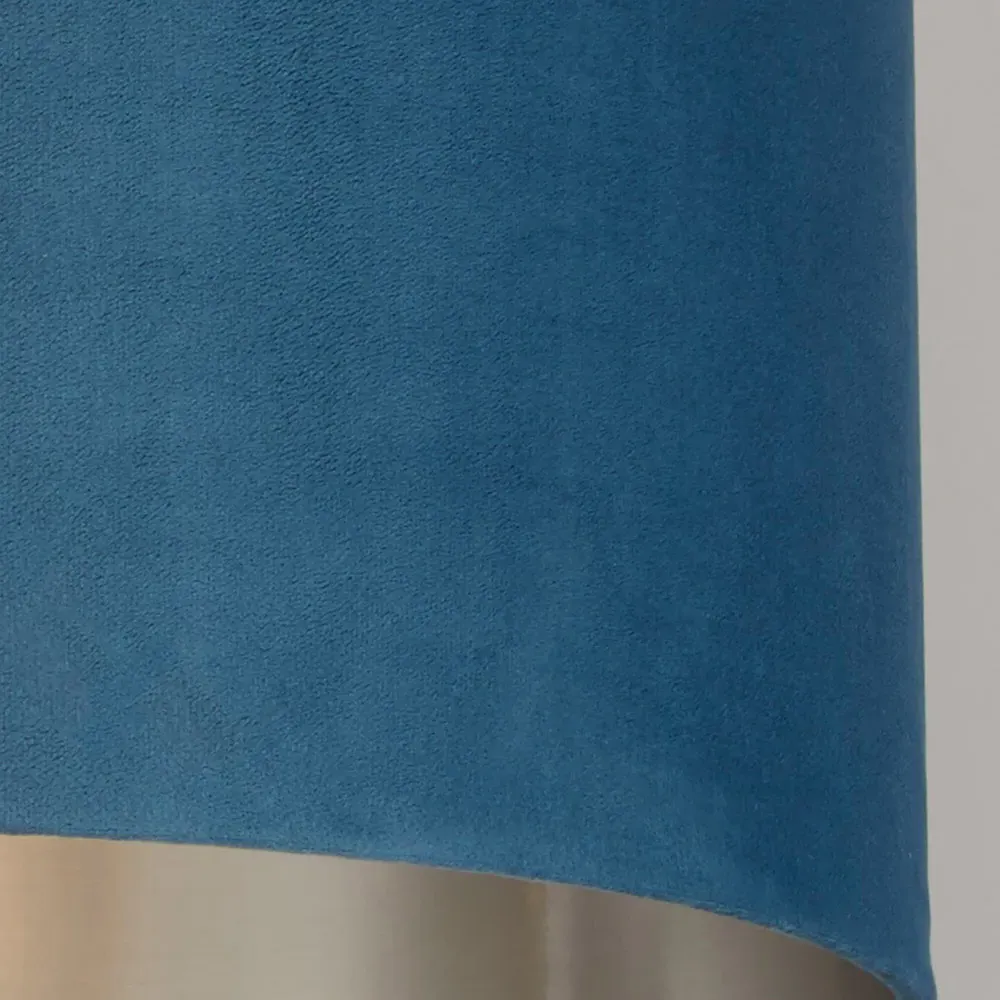 35cm Teal Silver Inner Velvet Drum Shade - Blue, Velvet