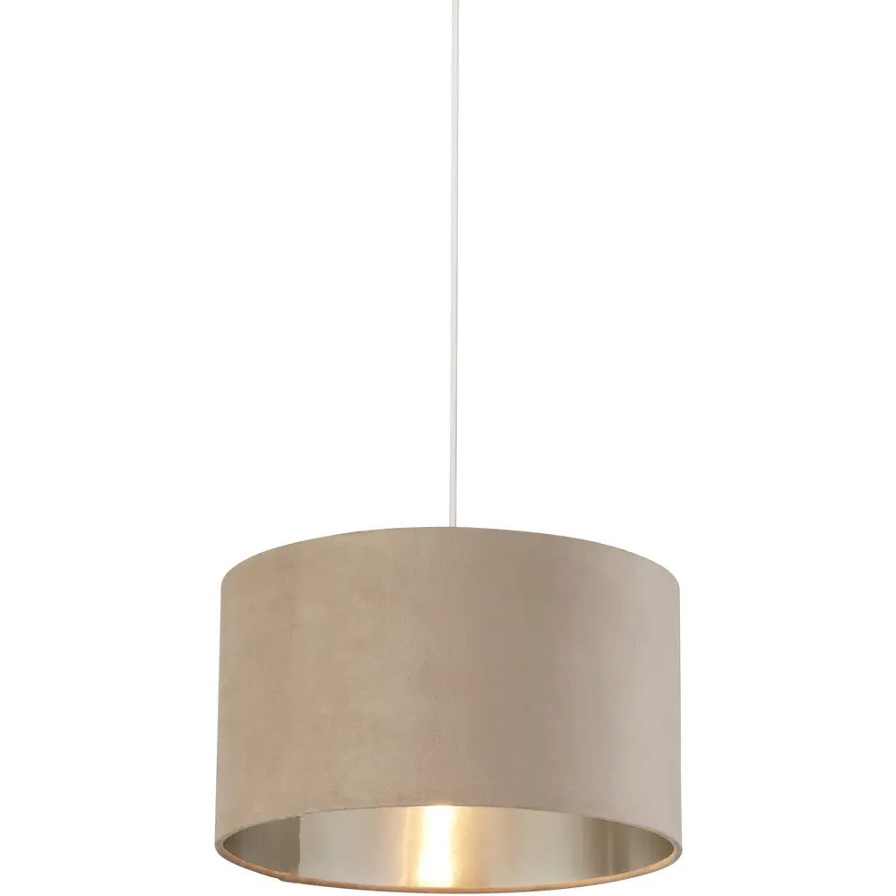 38cm Drum Lamp Shade - Taupe, Velvet