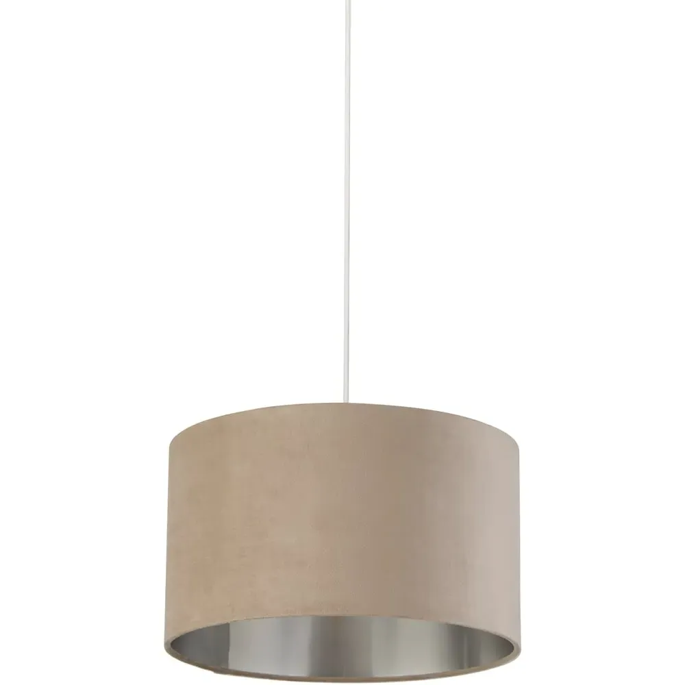 38cm Drum Lamp Shade - Taupe, Velvet