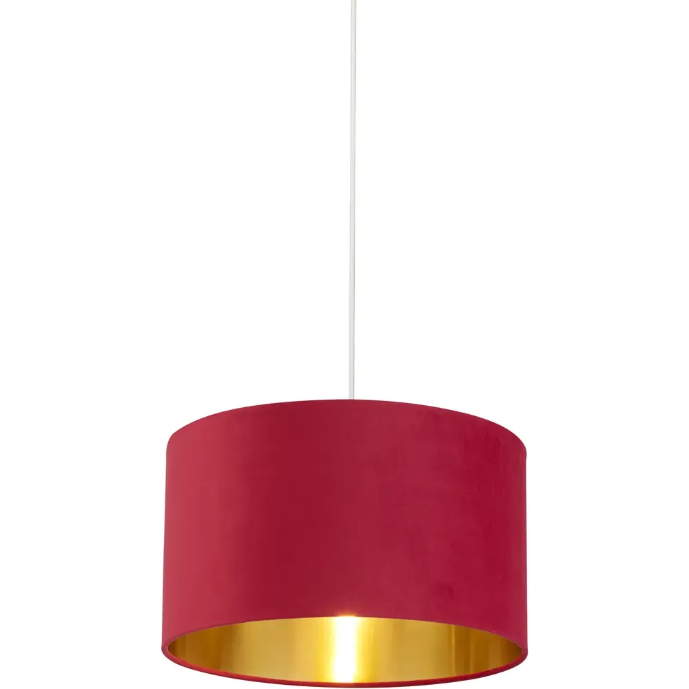 38cm Drum Lampshade - Burgundy, Velvet