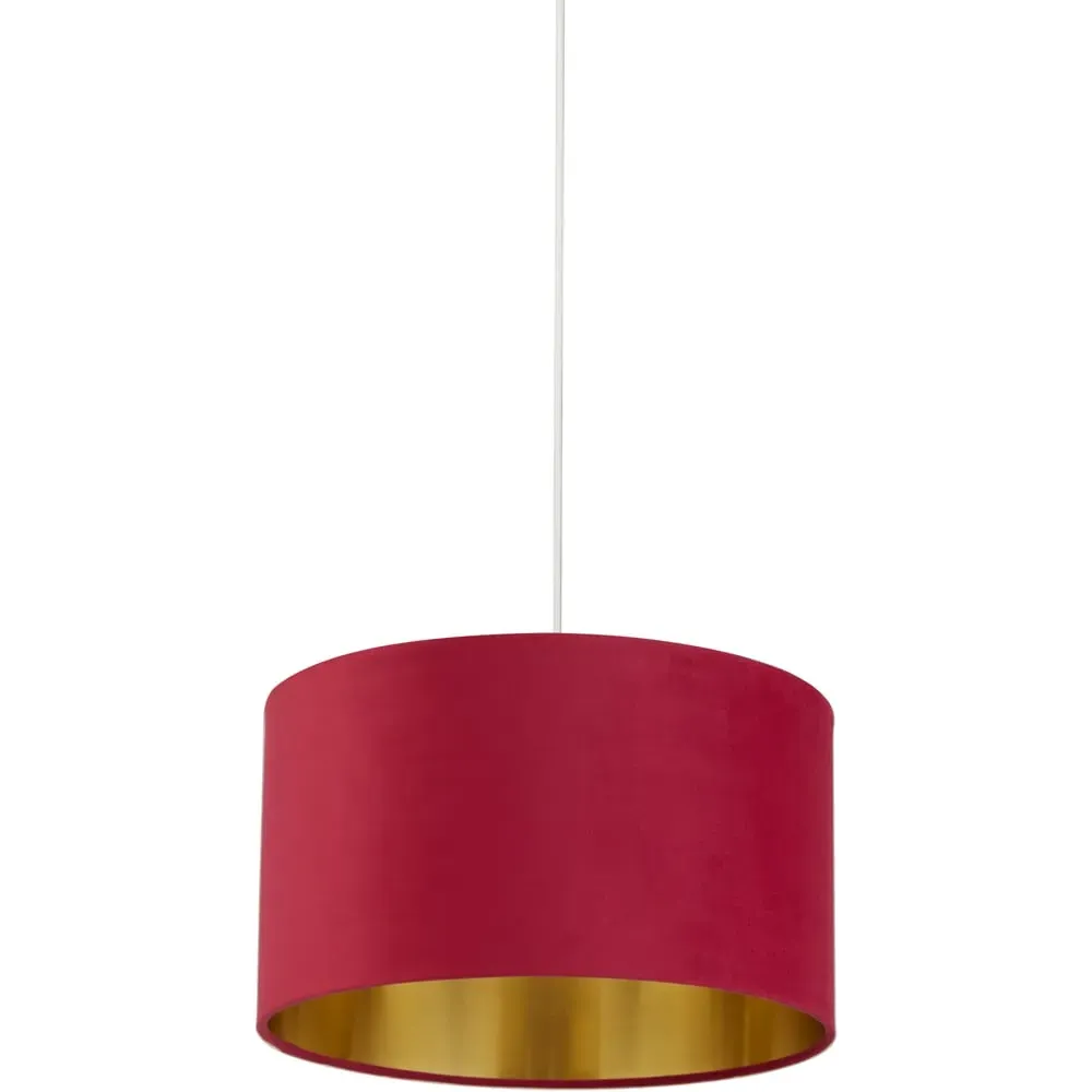 38cm Drum Lampshade - Burgundy, Velvet