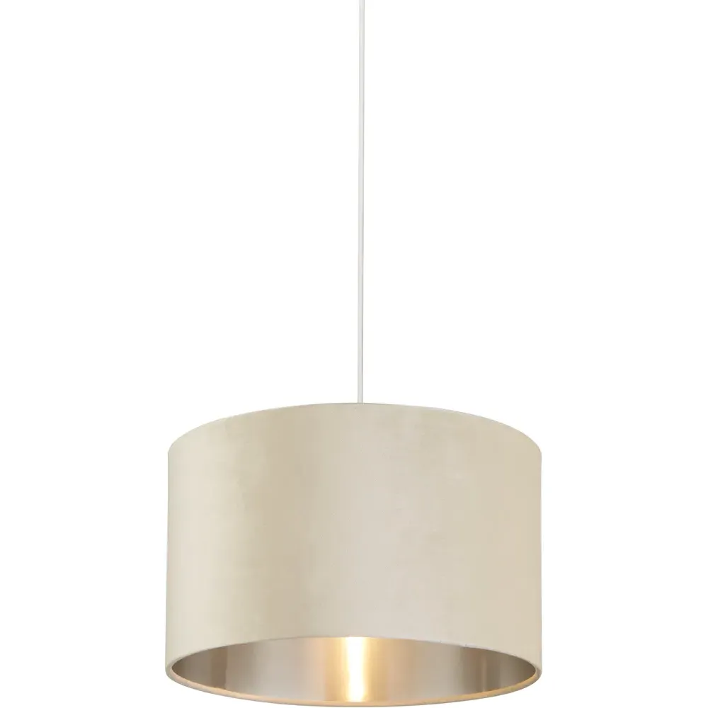 40cm Drum Lamp Shade - Cream, Velvet