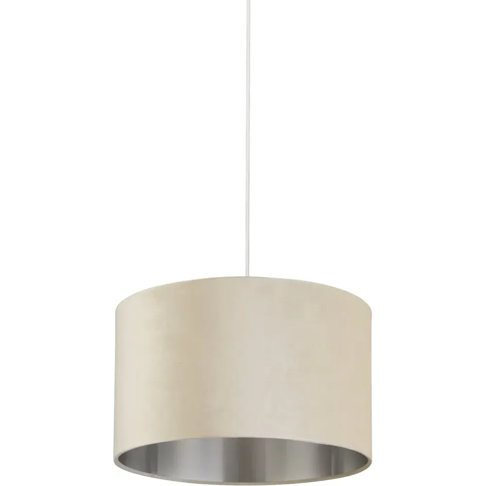 40cm Drum Lamp Shade - Cream, Velvet