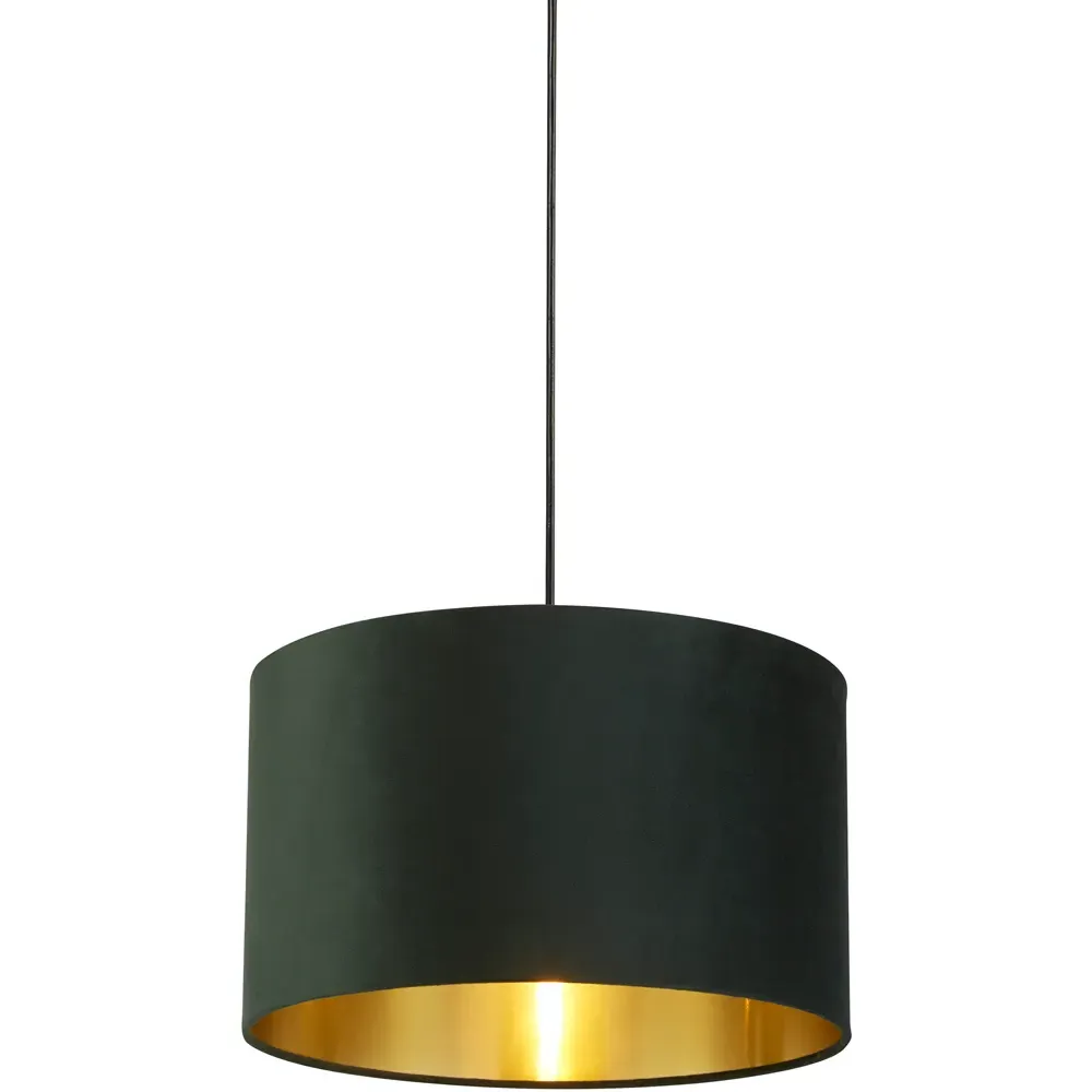 40cm Drum Lamp Shade - Green, Velvet