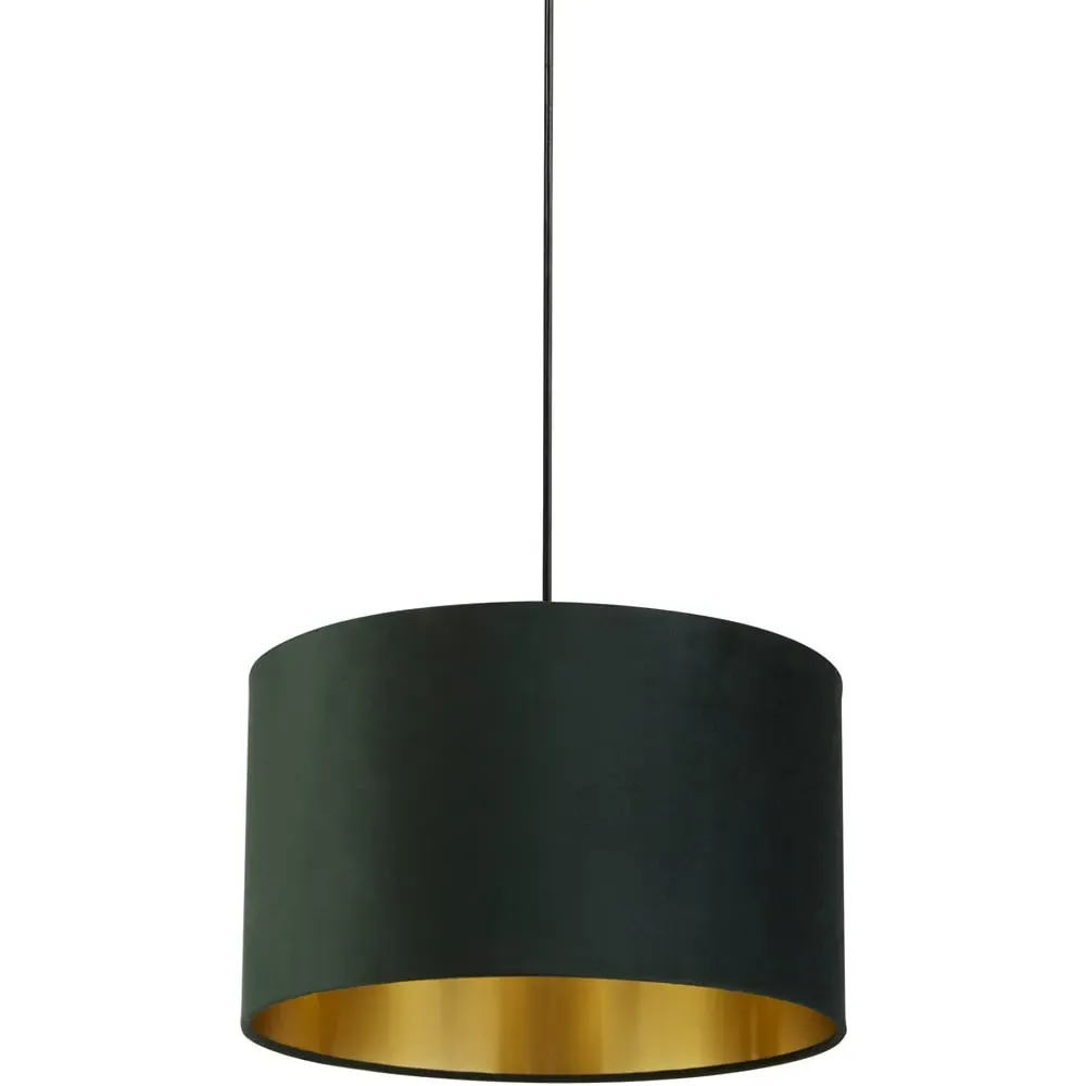 40cm Drum Lamp Shade - Green, Velvet