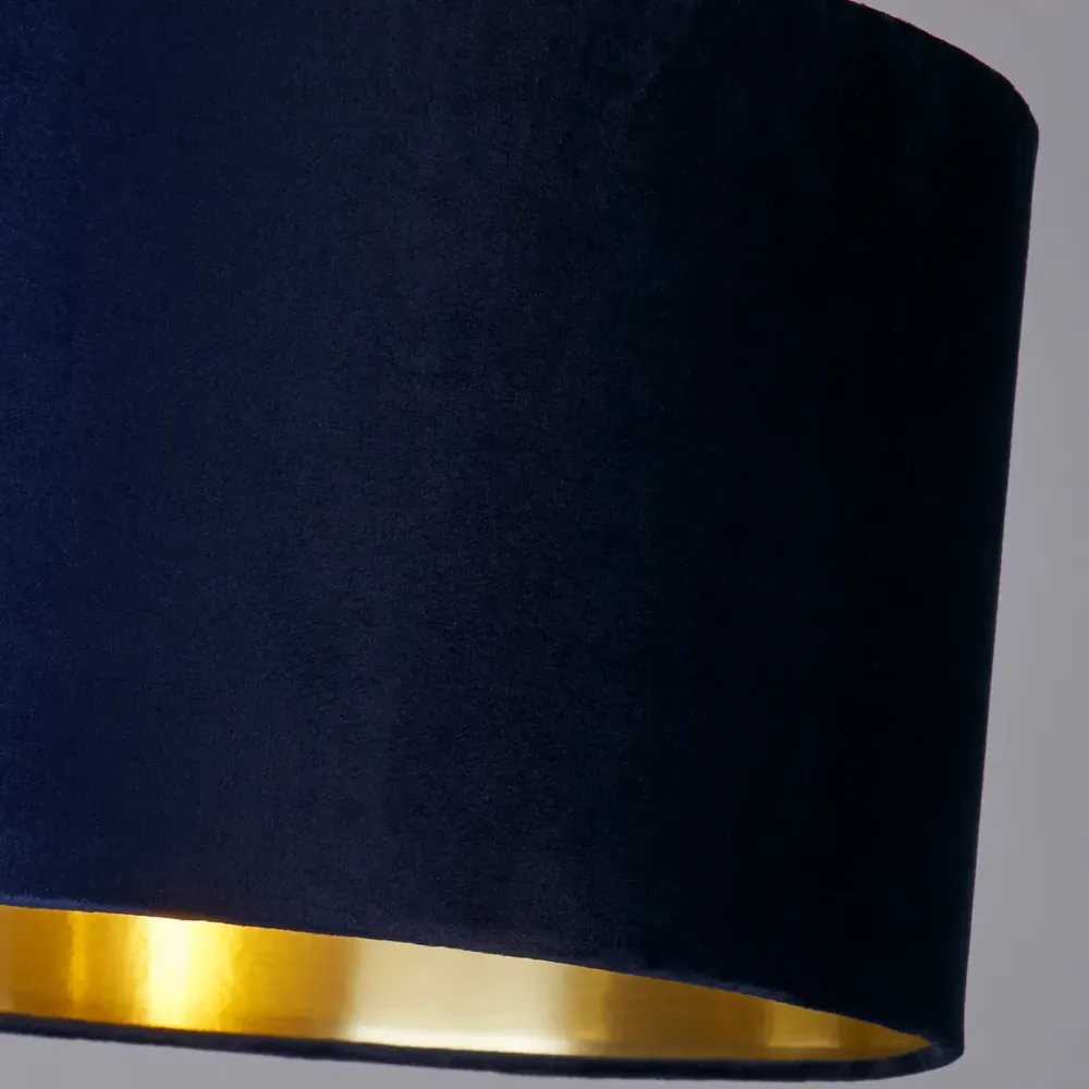 40cm Drum Lamp Shade - Navy, Velvet