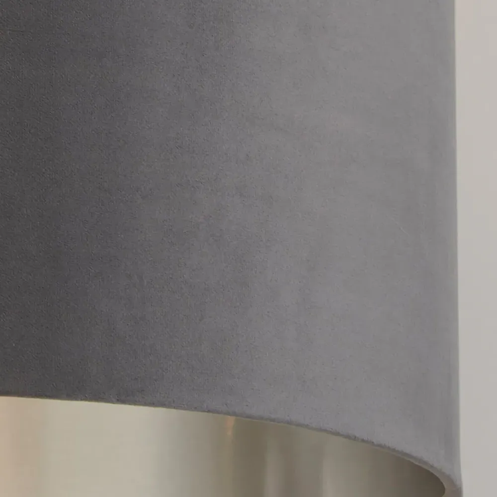 40cm Drum Lampshade - Dark Grey, Velvet