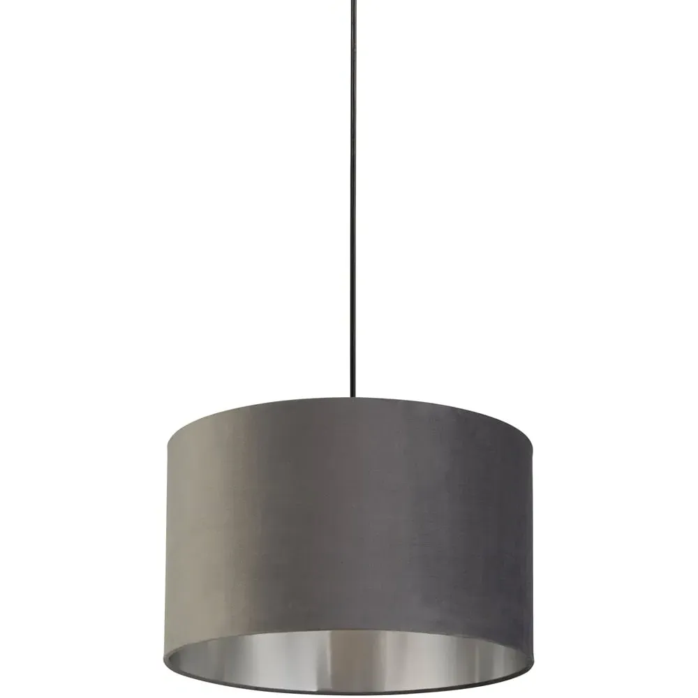 40cm Drum Lampshade - Dark Grey, Velvet
