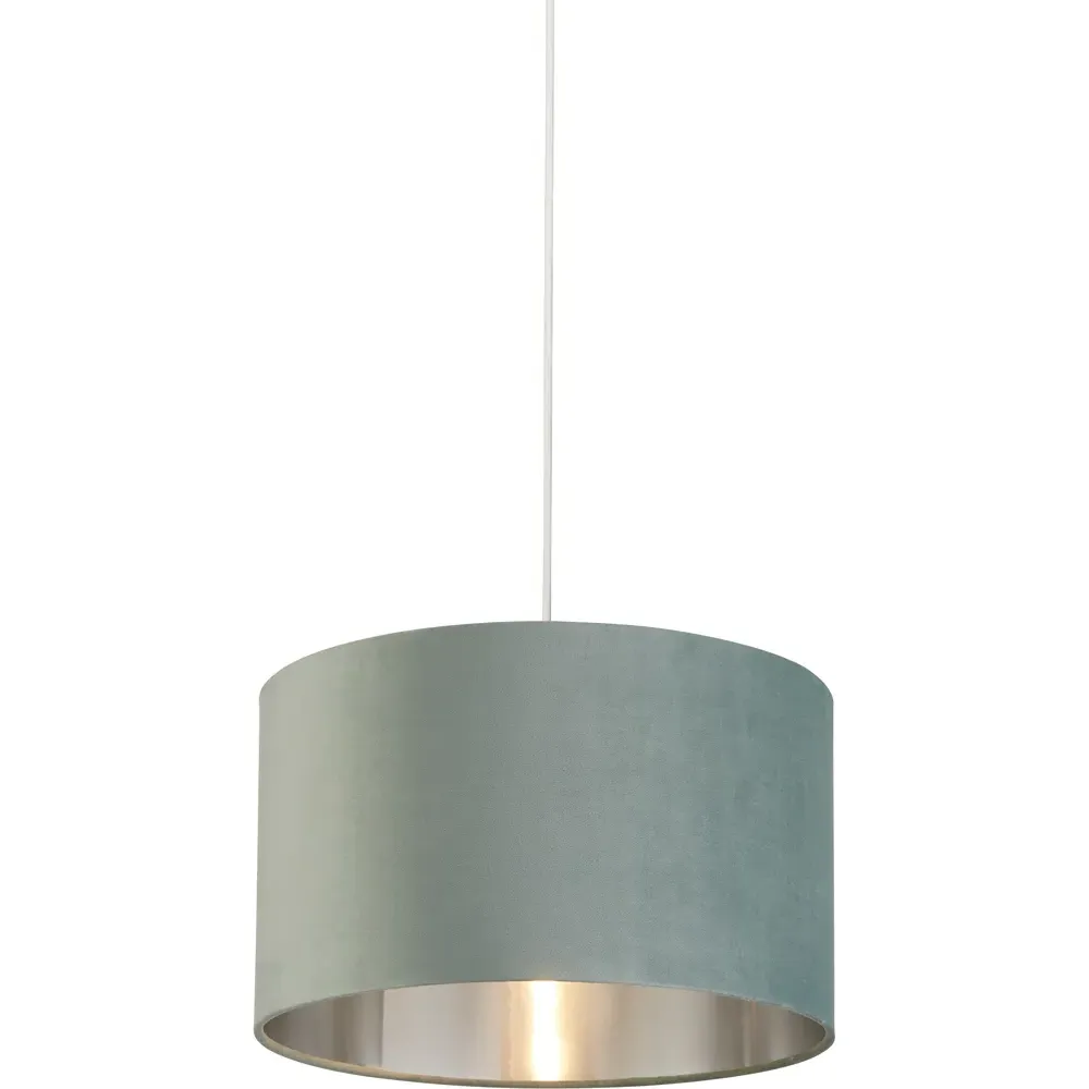 40cm Drum Lampshade - Sage Green, Velvet