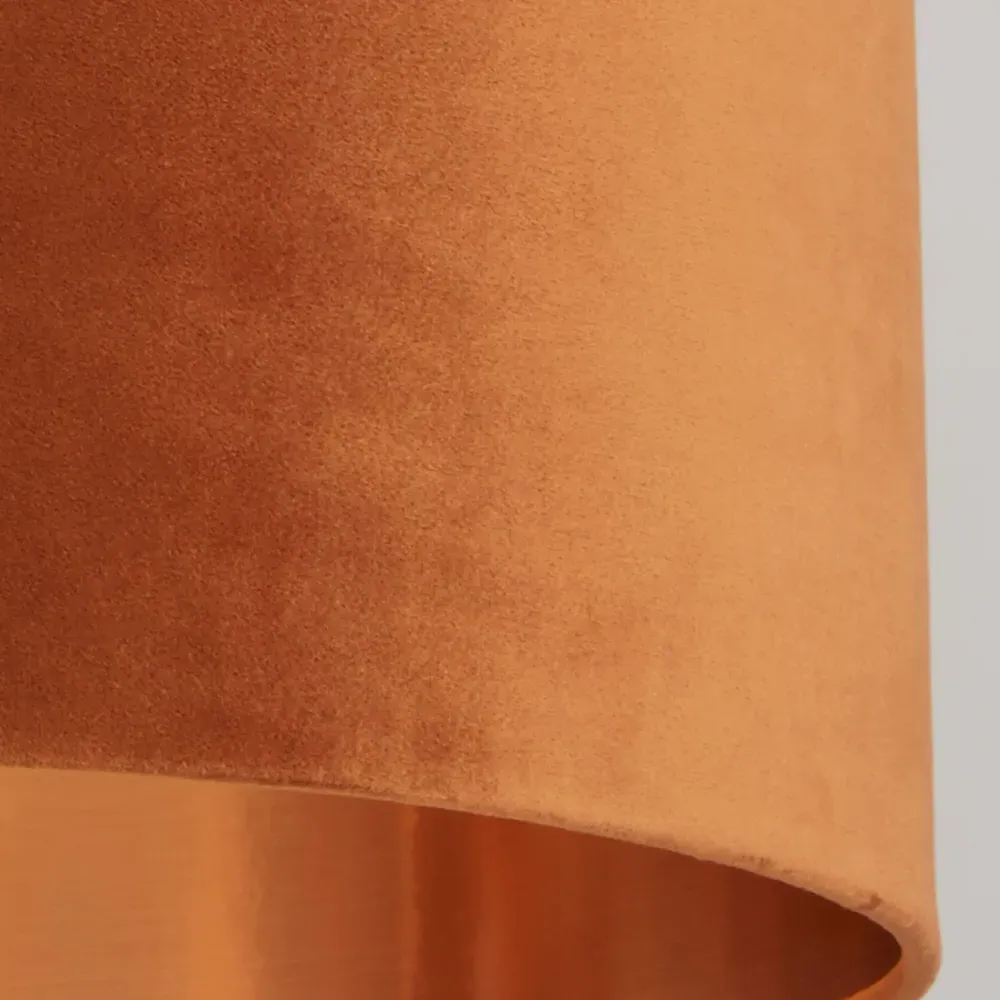40cm Drum Shade with Copper Inner - Burnt Orange, Velvet