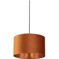 40cm Drum Shade with Copper Inner - Burnt Orange, Velvet