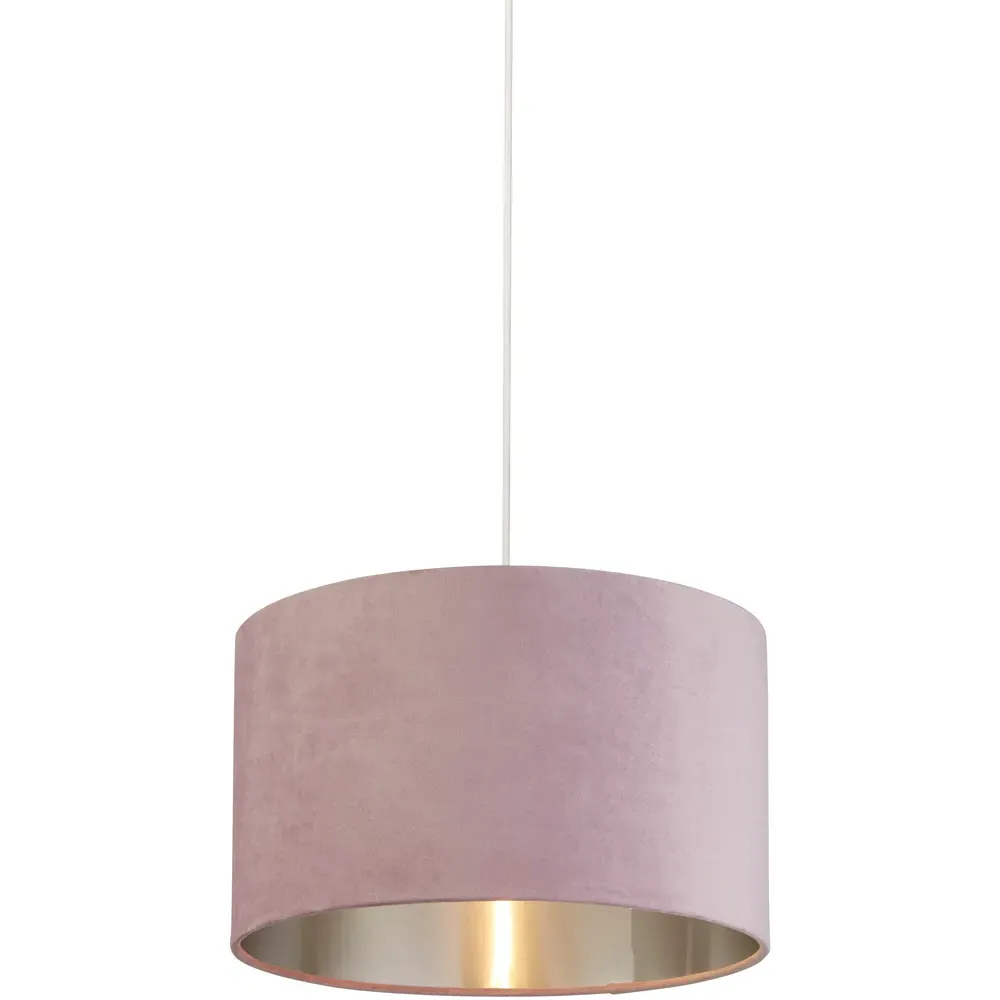 40cm Drum Shade with Silver Inner - Pink, Velvet