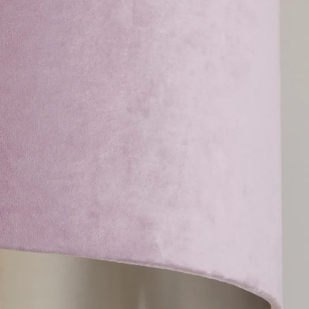 40cm Drum Shade with Silver Inner - Pink, Velvet