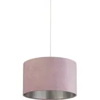 40cm Drum Shade with Silver Inner - Pink, Velvet