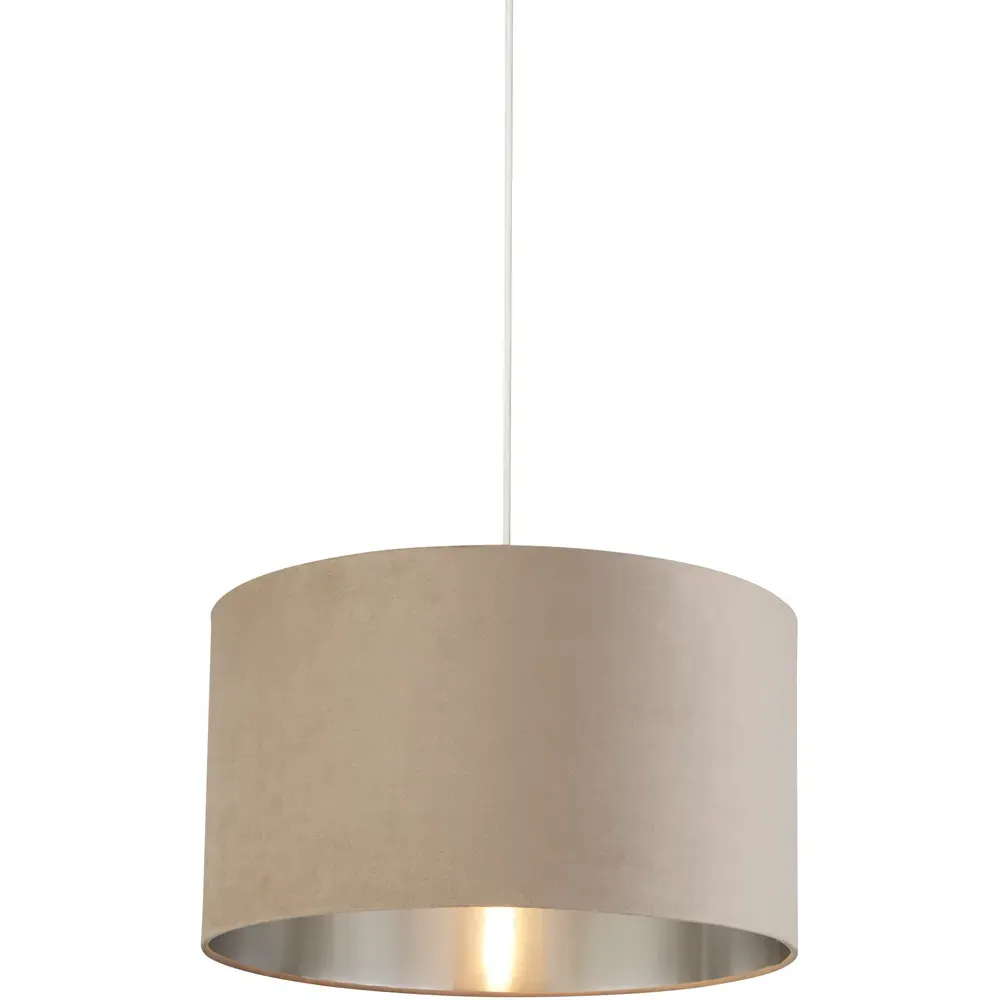 45cm Drum Lamp Shade - Taupe, Velvet