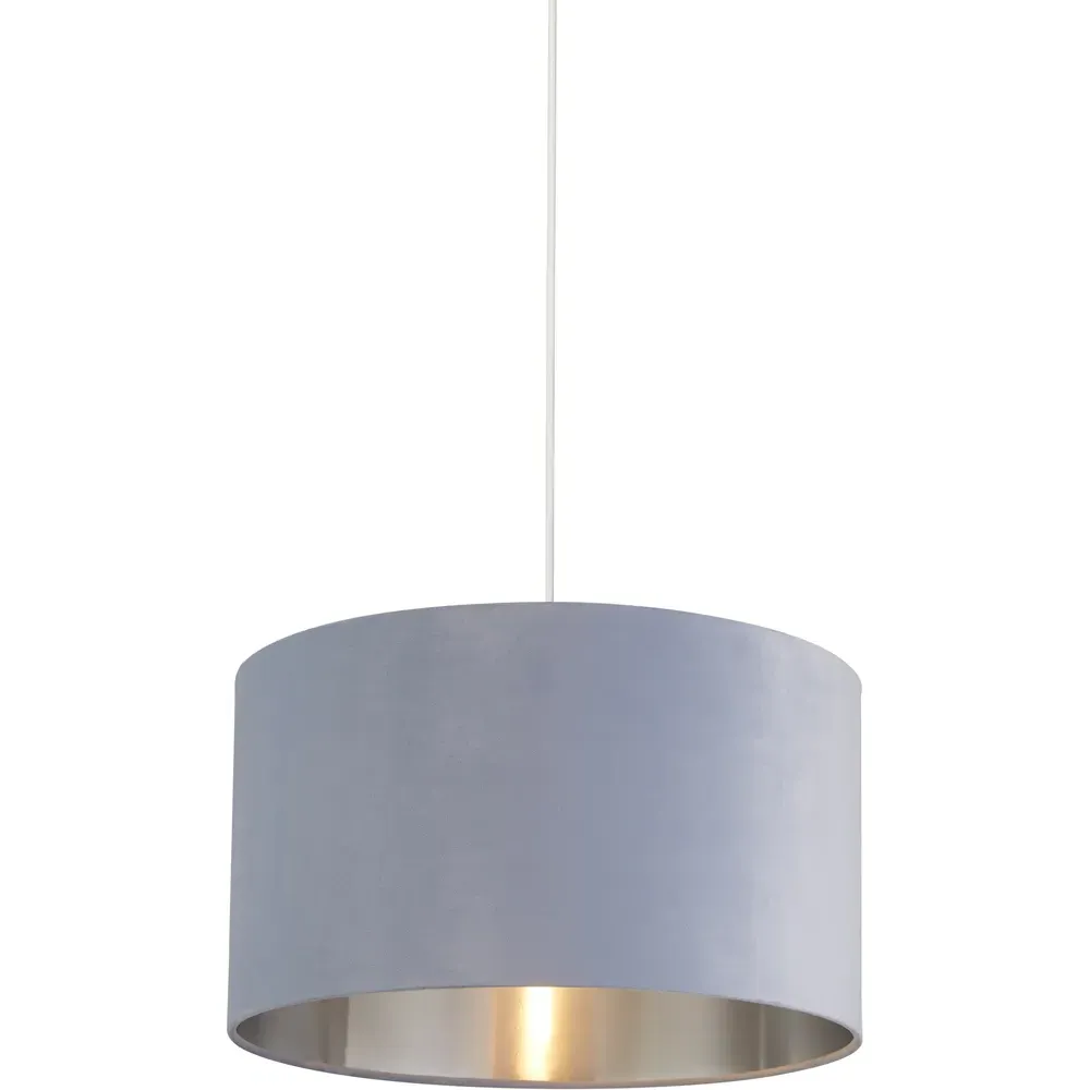 45cm Drum Lampshade - Light Blue, Velvet