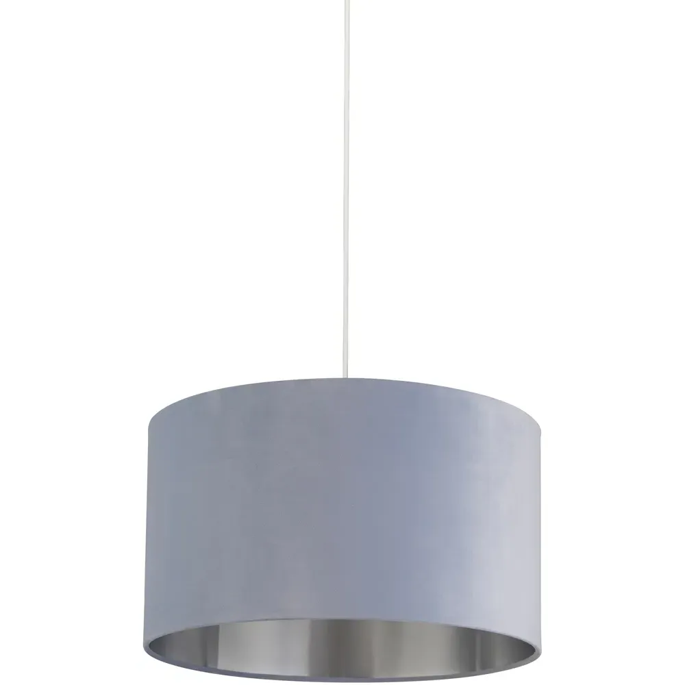 45cm Drum Lampshade - Light Blue, Velvet