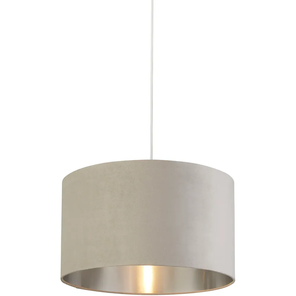 45cm Drum Lampshade - Light Grey, Velvet