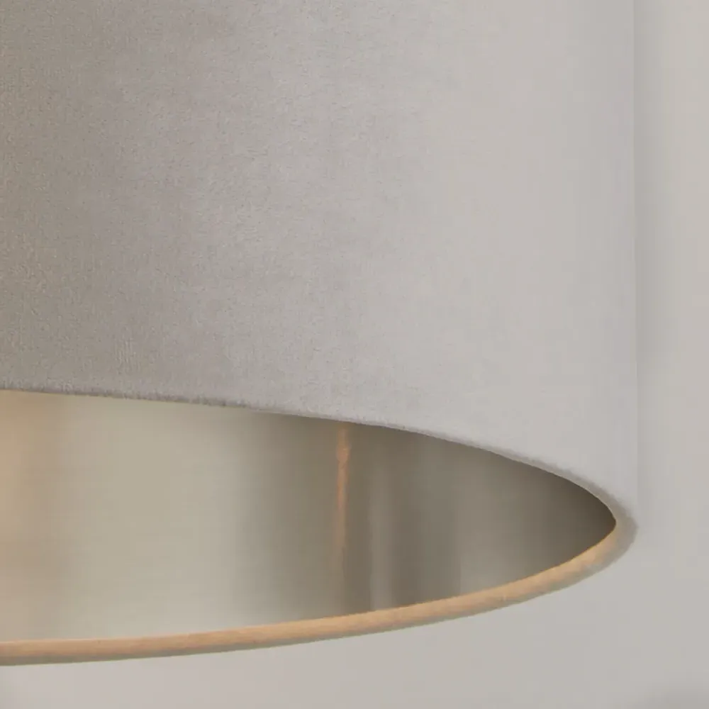 45cm Drum Lampshade - Light Grey, Velvet