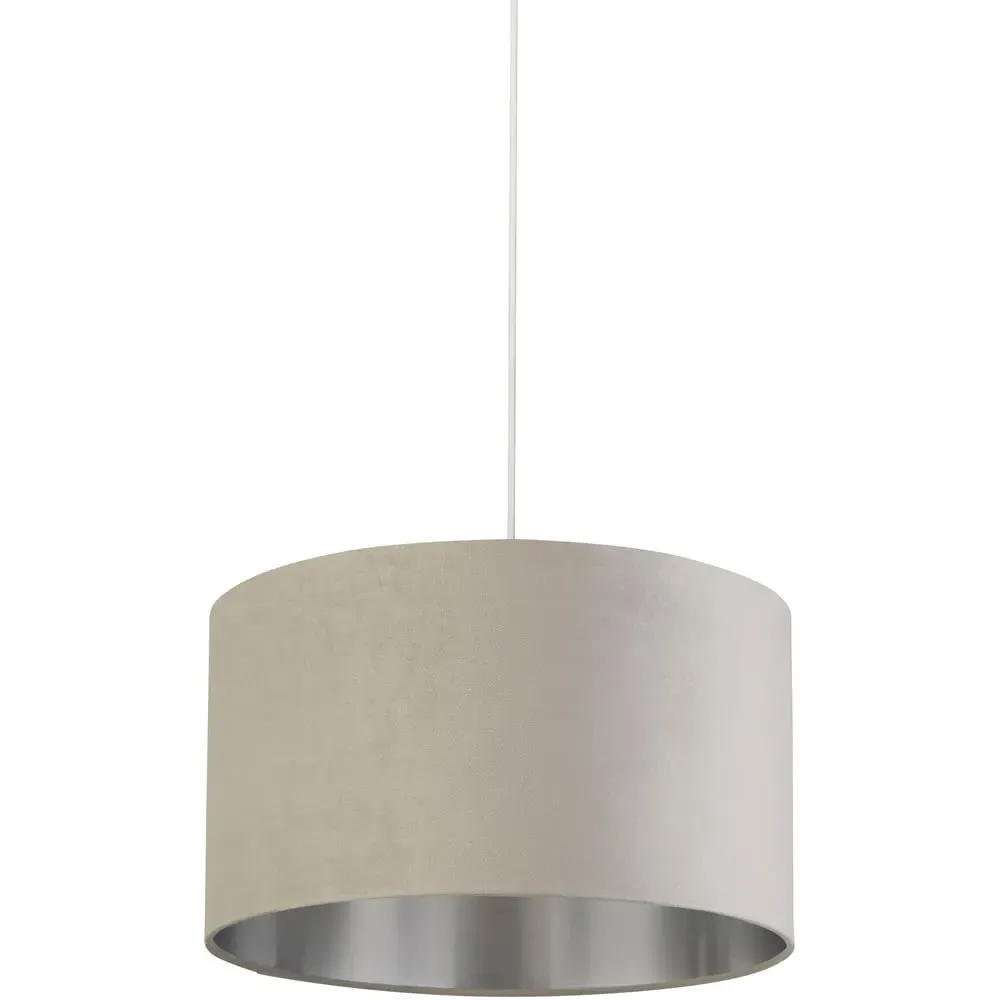 45cm Drum Lampshade - Light Grey, Velvet