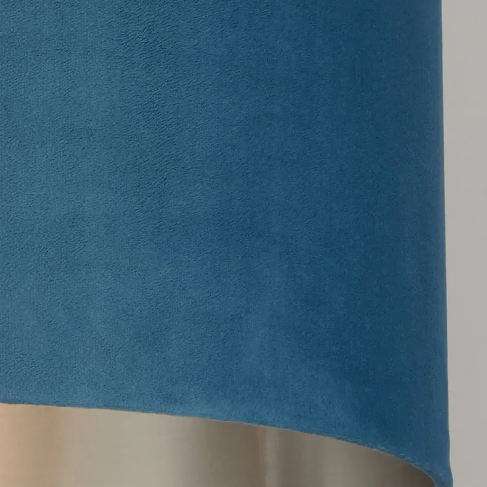 45cm Teal Silver Inner Velvet Drum Shade - Blue, Velvet