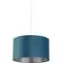 45cm Teal Silver Inner Velvet Drum Shade - Blue, Velvet