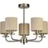 5 Light Satin Silver Ceiling Light - Cream, Linen