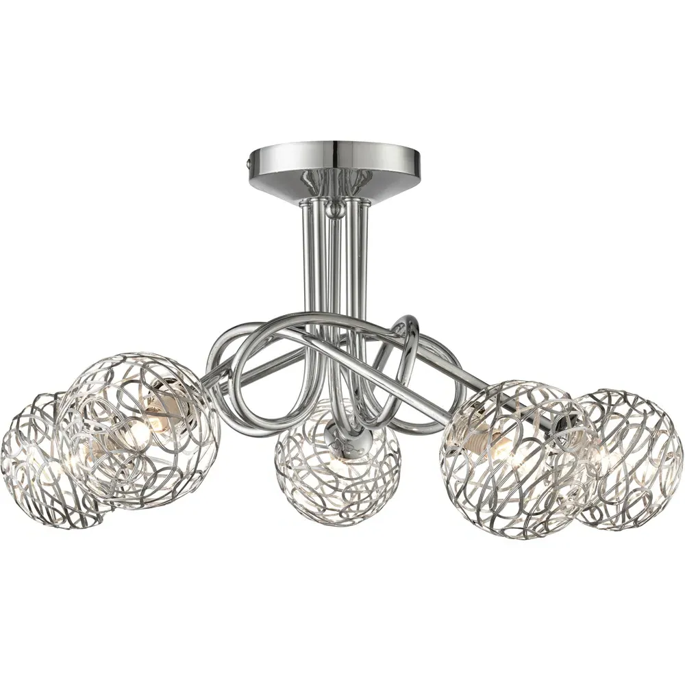 5 Light Twist Ceiling Light - Silver