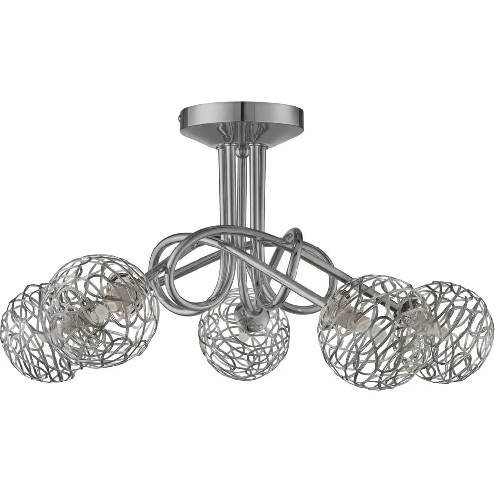 5 Light Twist Ceiling Light - Silver
